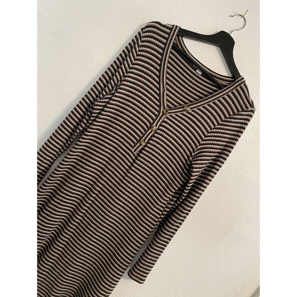 American Eagle XL Striped Sweater Dress, V Neck, Buttons, Soft, Cottagecore C15